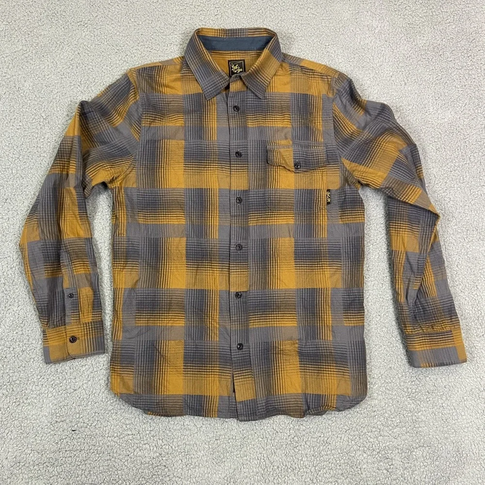 Lost at Sea Flannel Mens Small Plaid Multicolor Shirt Button Up